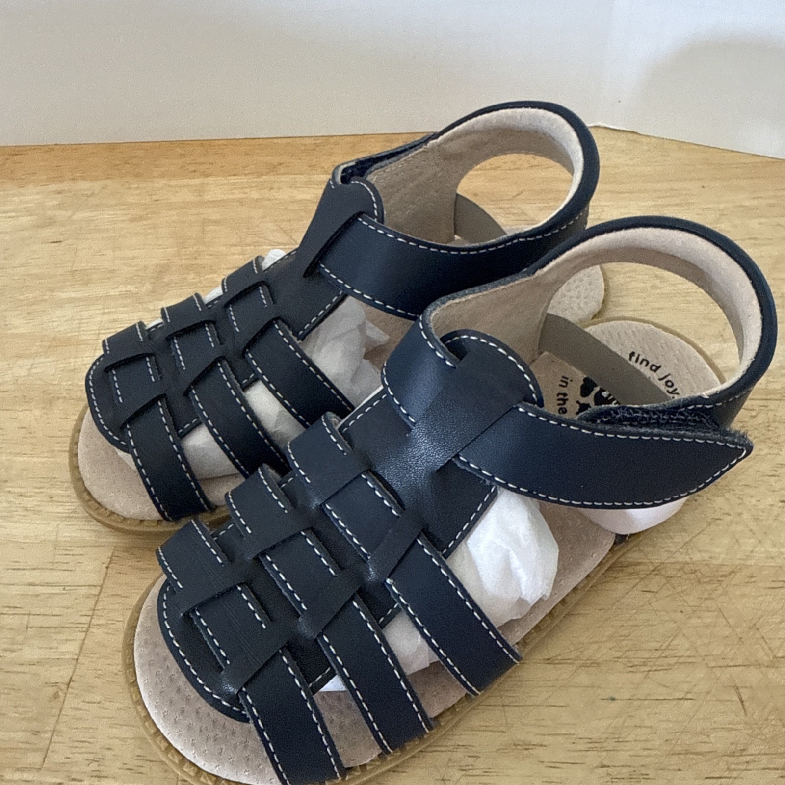 Livie And Luca Boys Size 12 Finn Navy Classic Smooth Leather Fisherman Sandals — image 7 of 8